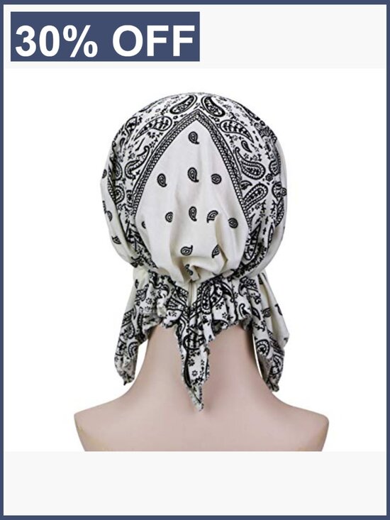 Pre-Tied Chemo Head Scarf 3 Pack Beanie Skull Cover Cap Women Cotton main image 5